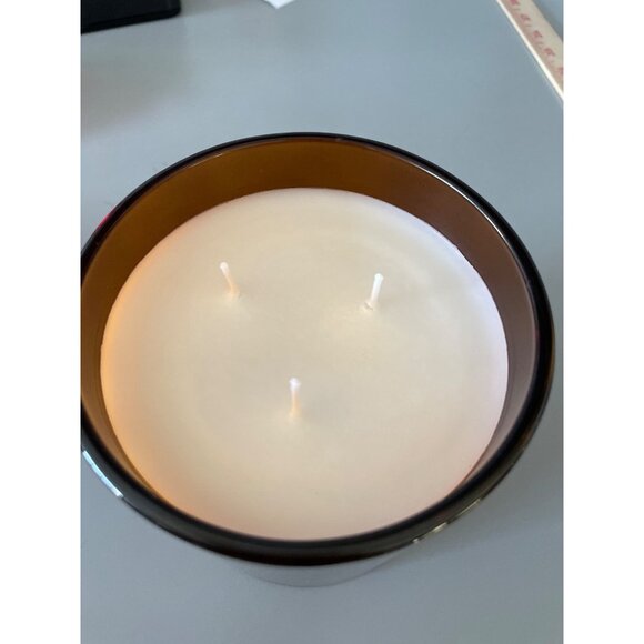 Leoben Vanilla Cedarwood 3-Wick 24oz Soy Wax Candle Essential Oils Amber Jar - Picture 5 of 7